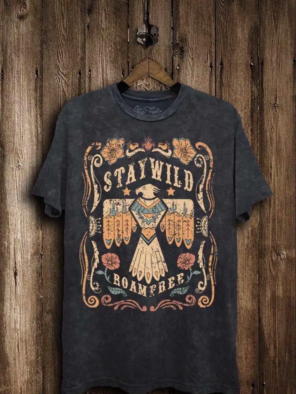 Stay Wild Roamer Tee - Charcoal Graphic Shirt